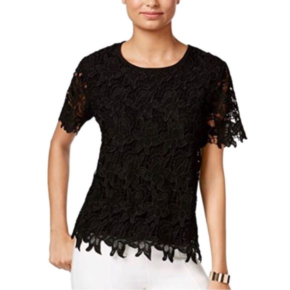 NWT CHELSEA and THEODORE black lace top - Picture 1 of 5